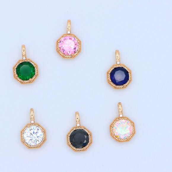 "Bold Black Gem Pendant in Rose Gold Octagon Setting, XPPT1389 - Picture 8 of 13